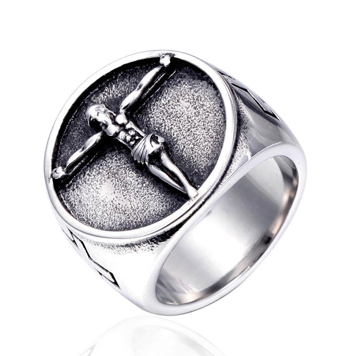 Classic Retro Style Jesus Cross Crucifix Symbol Blessed Faith Ring
