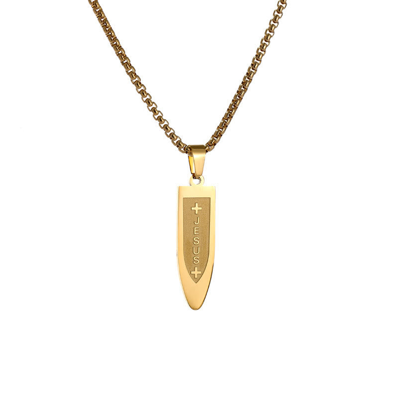 Modern Style Engraved Divine Jesus Cross Pendant Necklace