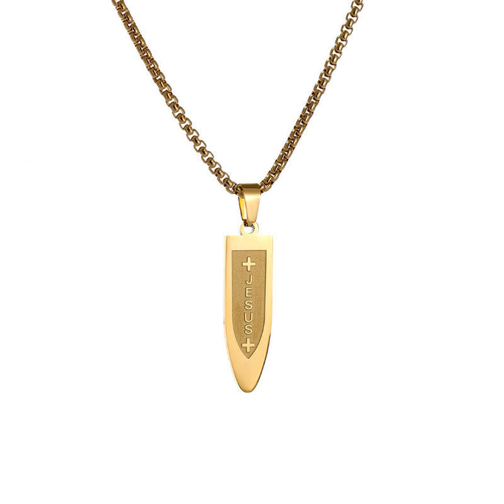 Modern Style Engraved Divine Jesus Cross Pendant Necklace