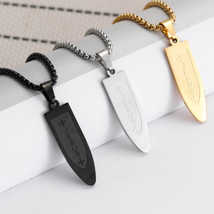 Modern Style Engraved Divine Jesus Cross Pendant Necklace