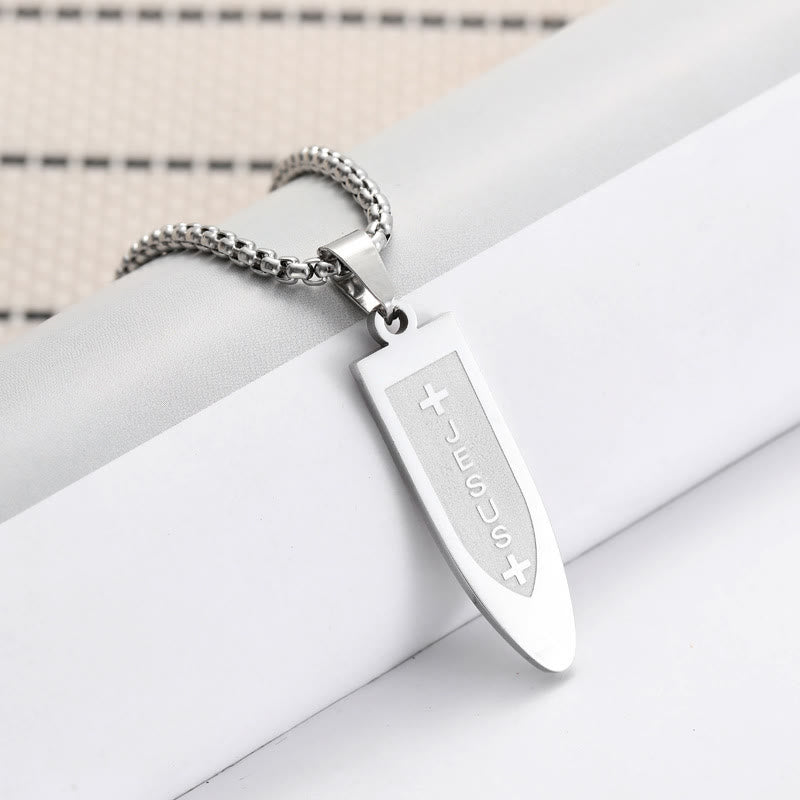 Modern Style Engraved Divine Jesus Cross Pendant Necklace