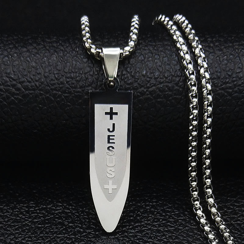 Modern Style Engraved Divine Jesus Cross Pendant Necklace