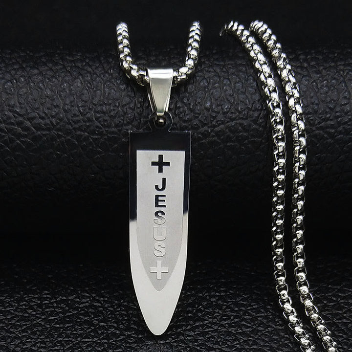 Modern Style Engraved Divine Jesus Cross Pendant Necklace