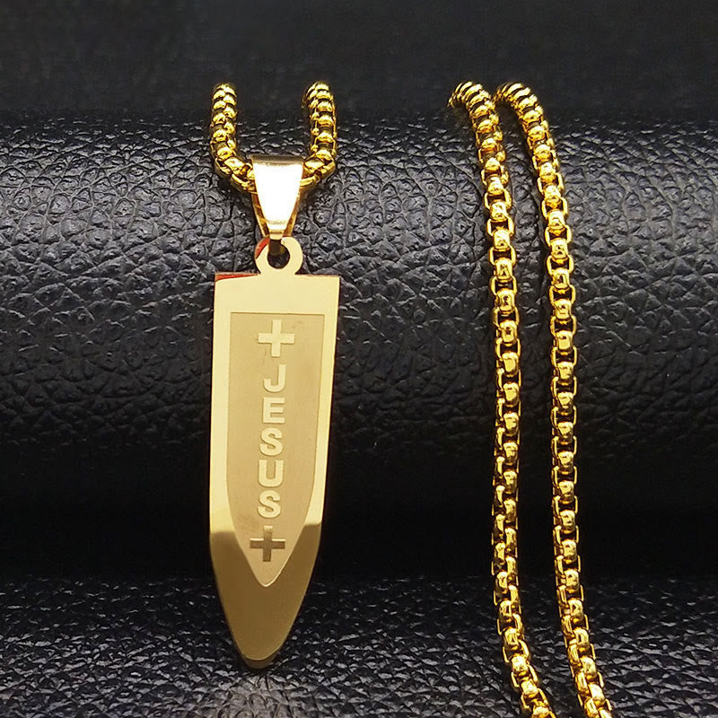 Modern Style Engraved Divine Jesus Cross Pendant Necklace
