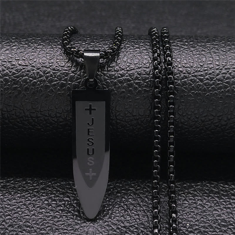 Modern Style Engraved Divine Jesus Cross Pendant Necklace