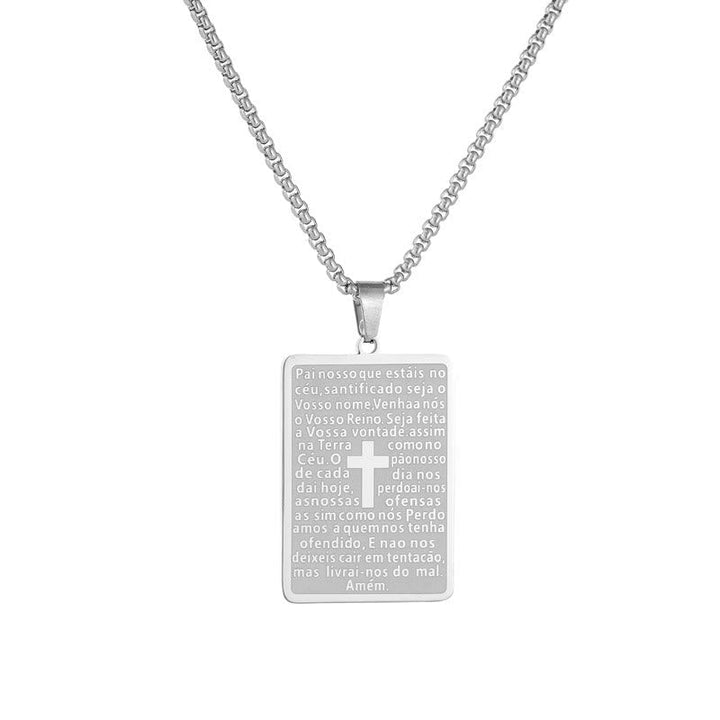 Classic Style Scripture Lord's Prayer Cross Pendant Necklace