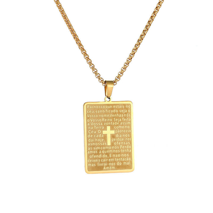 Classic Style Scripture Lord's Prayer Cross Pendant Necklace