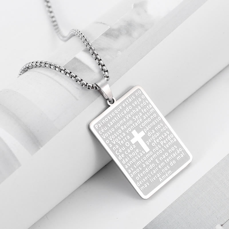Classic Style Scripture Lord's Prayer Cross Pendant Necklace