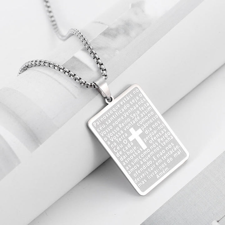 Classic Style Scripture Lord's Prayer Cross Pendant Necklace