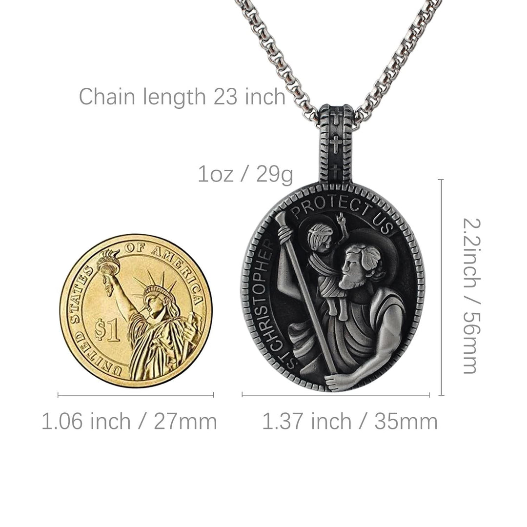 Classic Style Crafted St. Christopher Protect Us Pendant Necklace