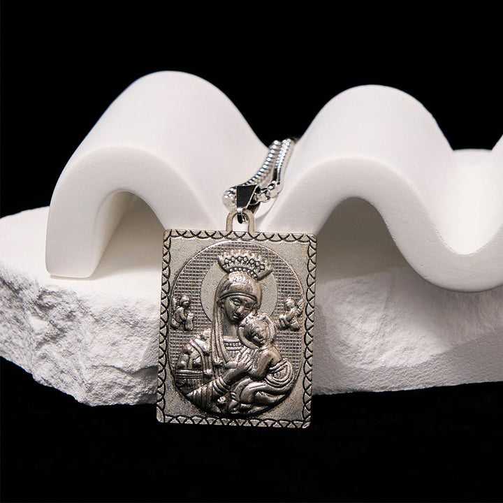 Classic Style Jesus & Mary Madonna and Child Saint Medal Pendant Necklace
