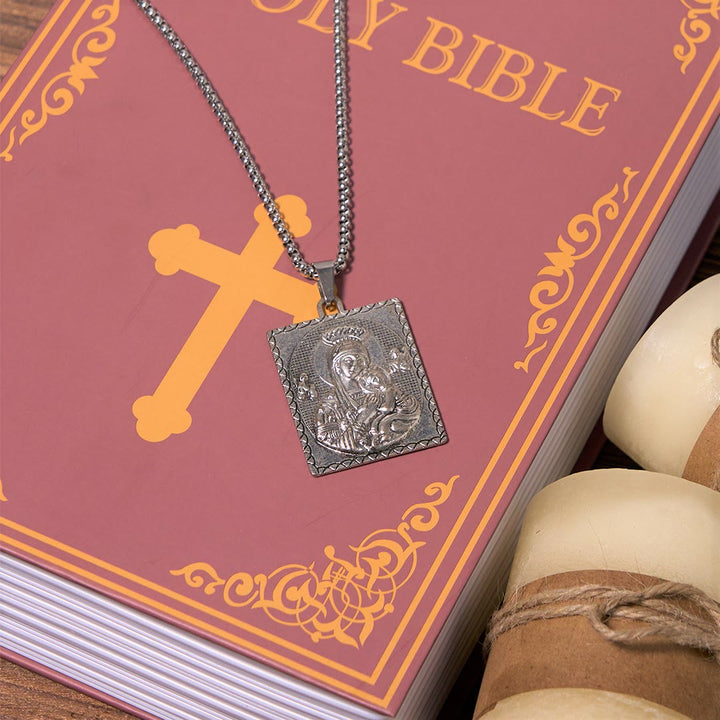 Classic Style Jesus & Mary Madonna and Child Saint Medal Pendant Necklace