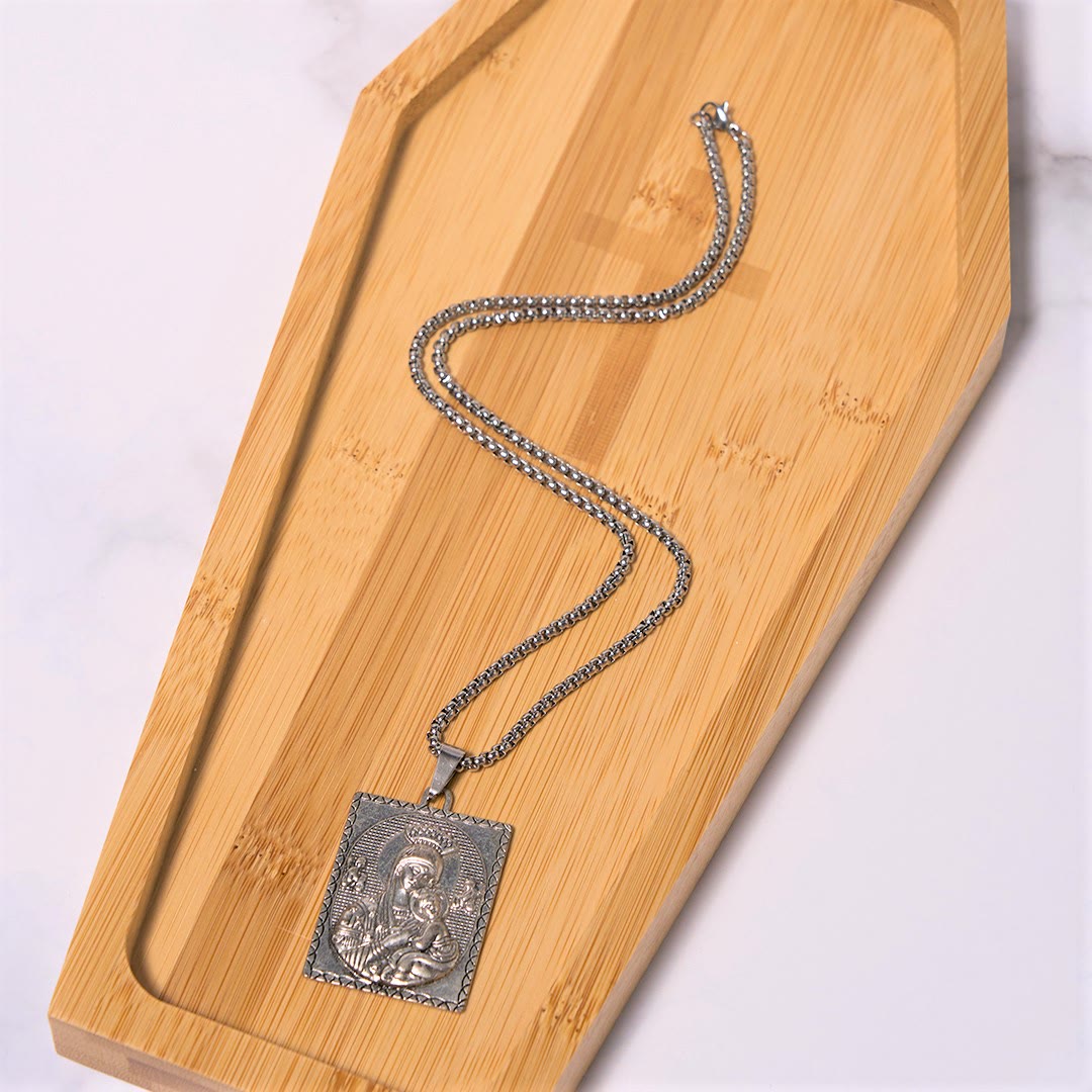 Classic Style Jesus & Mary Madonna and Child Saint Medal Pendant Necklace