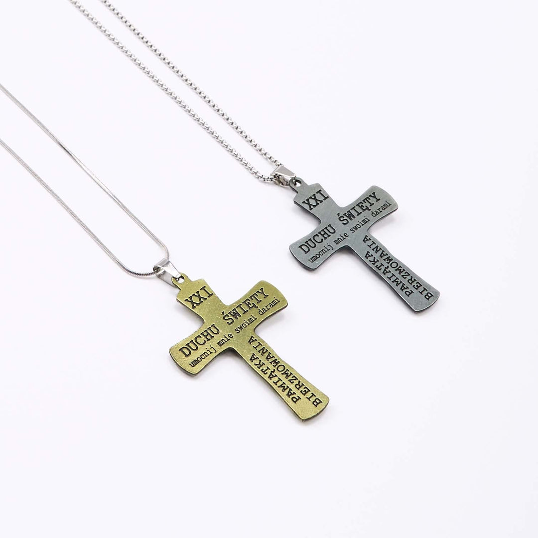 Classic Style Trinity Cross Father & Son & Holy Spirit Pendant Necklace