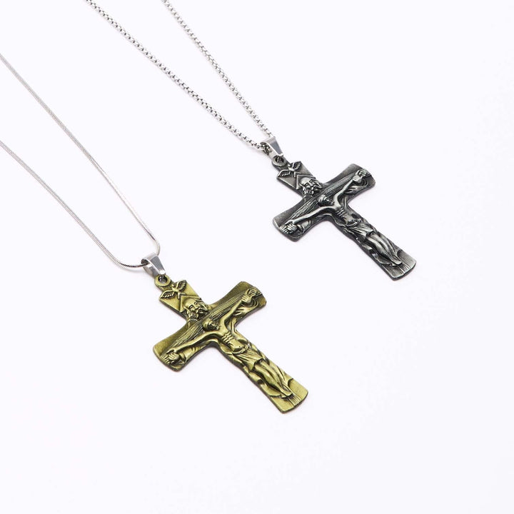 Classic Style Trinity Cross Father & Son & Holy Spirit Pendant Necklace