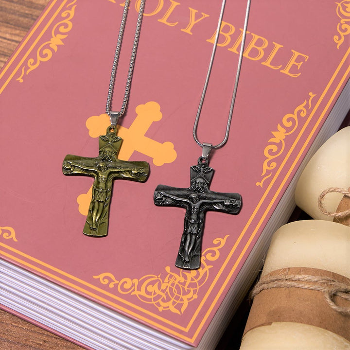 Classic Style Trinity Cross Father & Son & Holy Spirit Pendant Necklace
