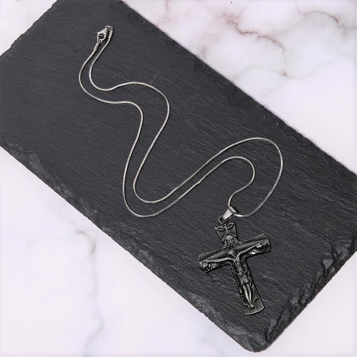 Classic Style Trinity Cross Father & Son & Holy Spirit Pendant Necklace
