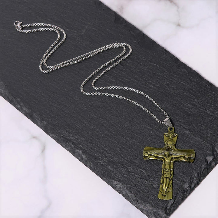 Classic Style Trinity Cross Father & Son & Holy Spirit Pendant Necklace