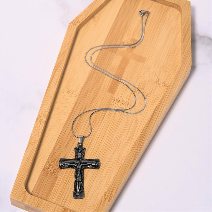 Classic Style Trinity Cross Father & Son & Holy Spirit Pendant Necklace