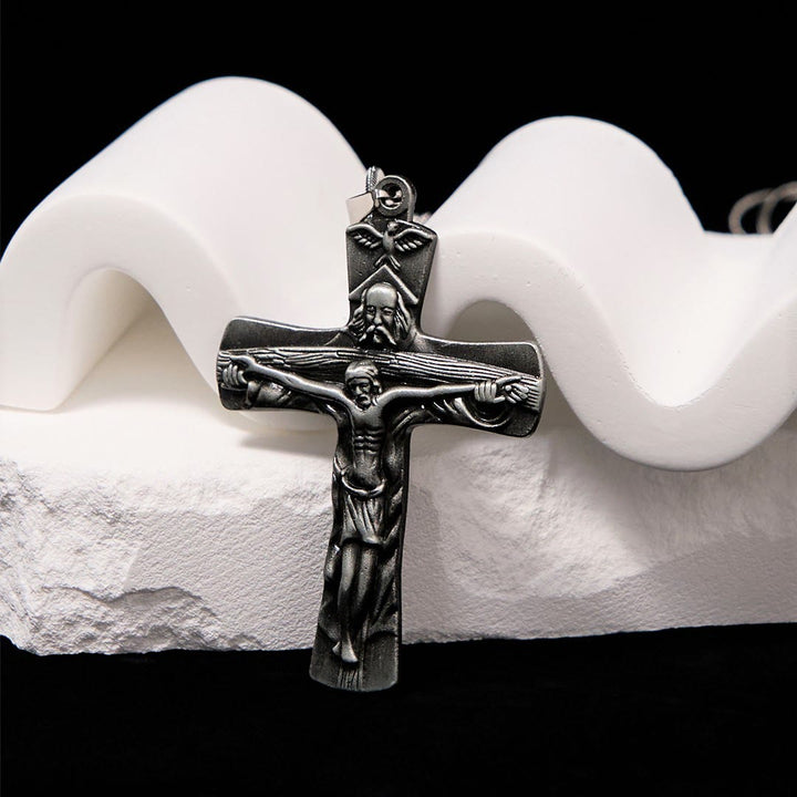 Classic Style Trinity Cross Father & Son & Holy Spirit Pendant Necklace