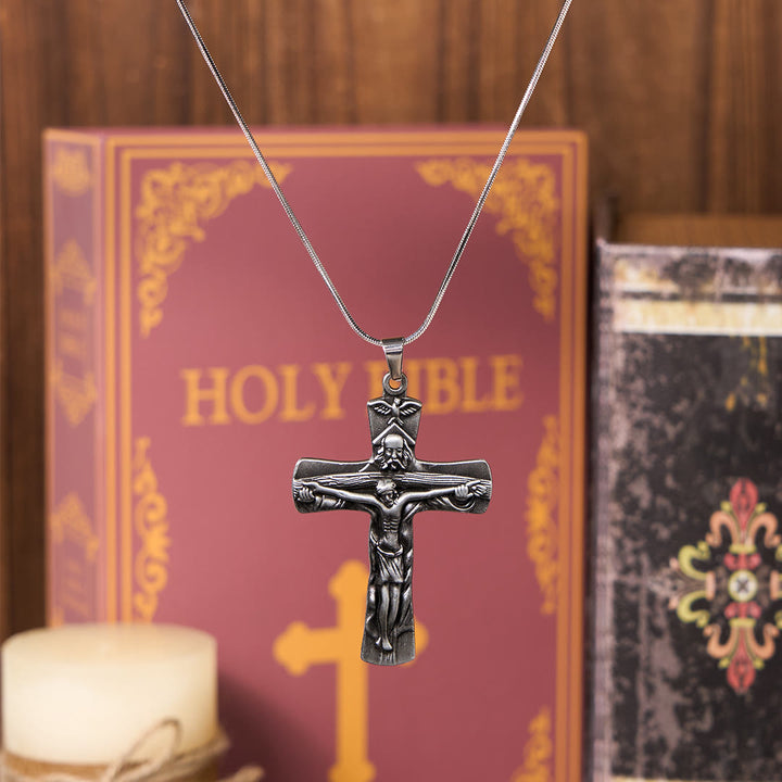 Classic Style Trinity Cross Father & Son & Holy Spirit Pendant Necklace