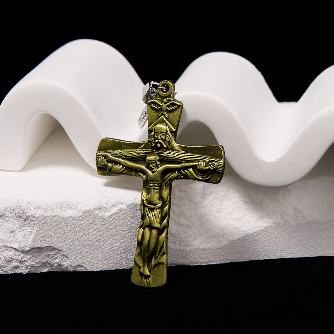 Classic Style Trinity Cross Father & Son & Holy Spirit Pendant Necklace