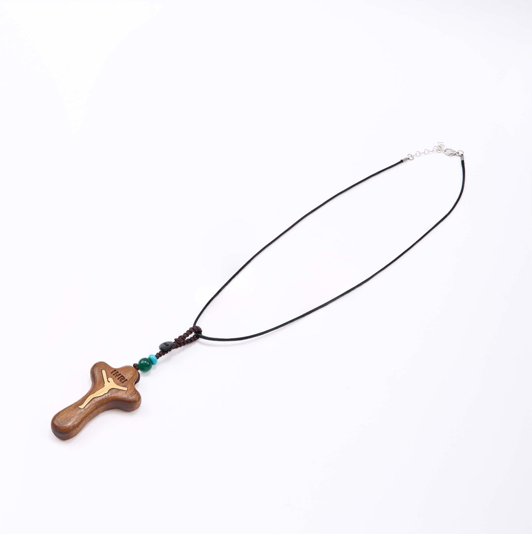 Minimalist Style Sandalwood & Boxwood Jesus Cross Amulet Pendant Keychain/Necklace