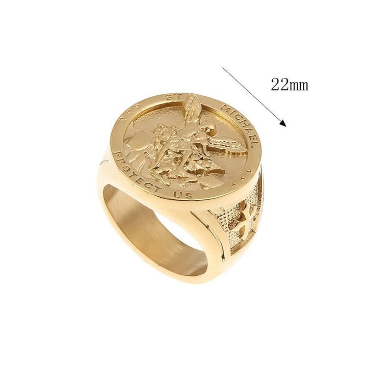 Classic Style Michael The Archangel Protect Us Devine Faith Ring