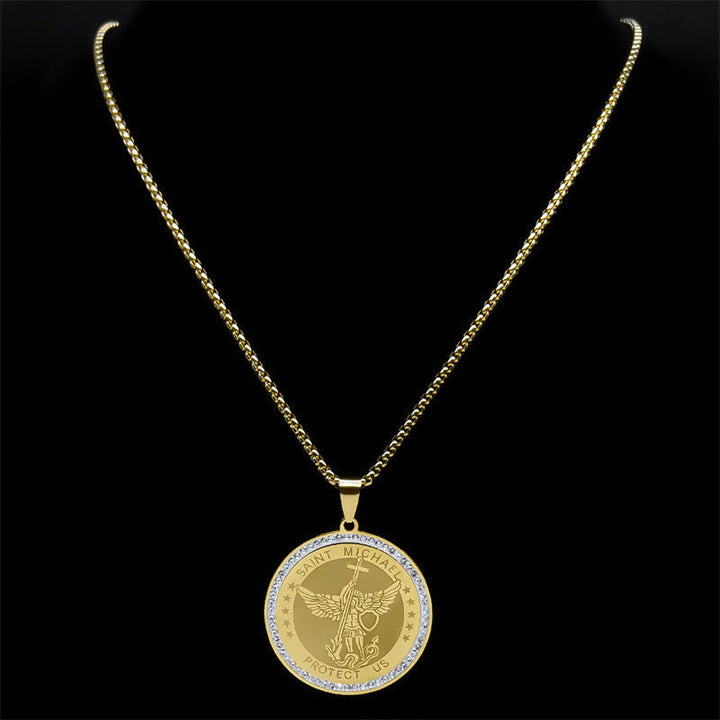 Classic Style Saint Michael Protect Us Sacred Blessing Pendant Necklace