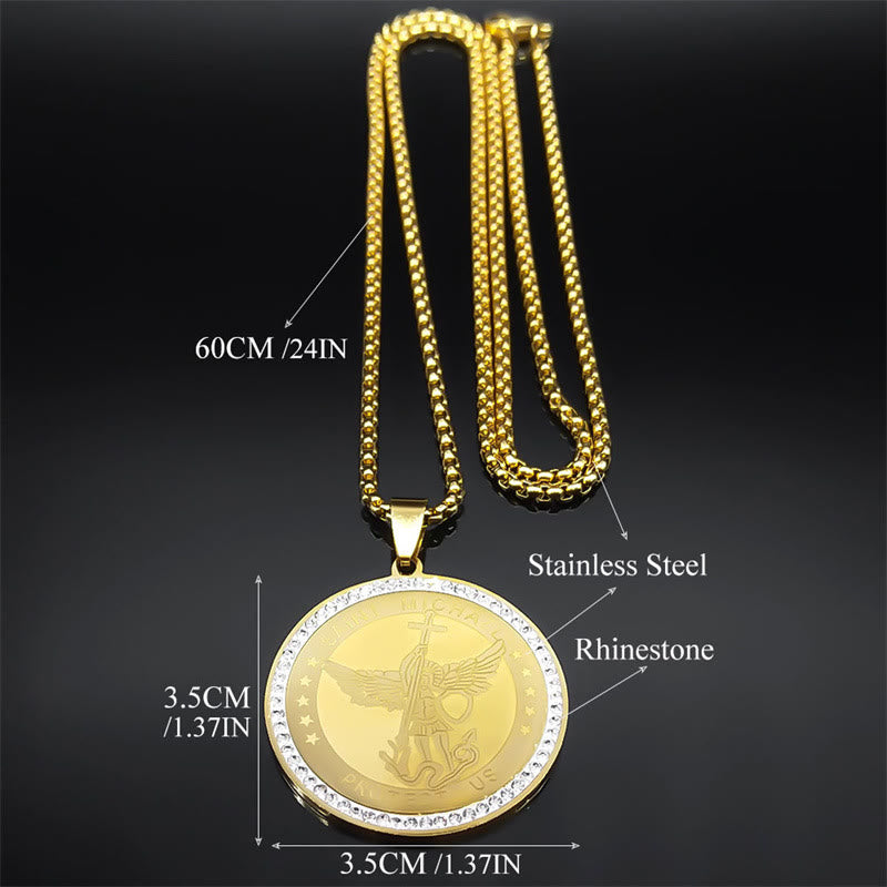 Classic Style Saint Michael Protect Us Sacred Blessing Pendant Necklace