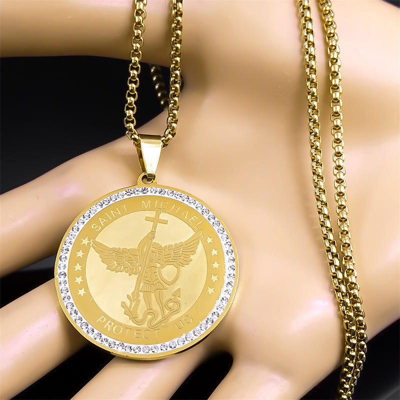 Classic Style Saint Michael Protect Us Sacred Blessing Pendant Necklace
