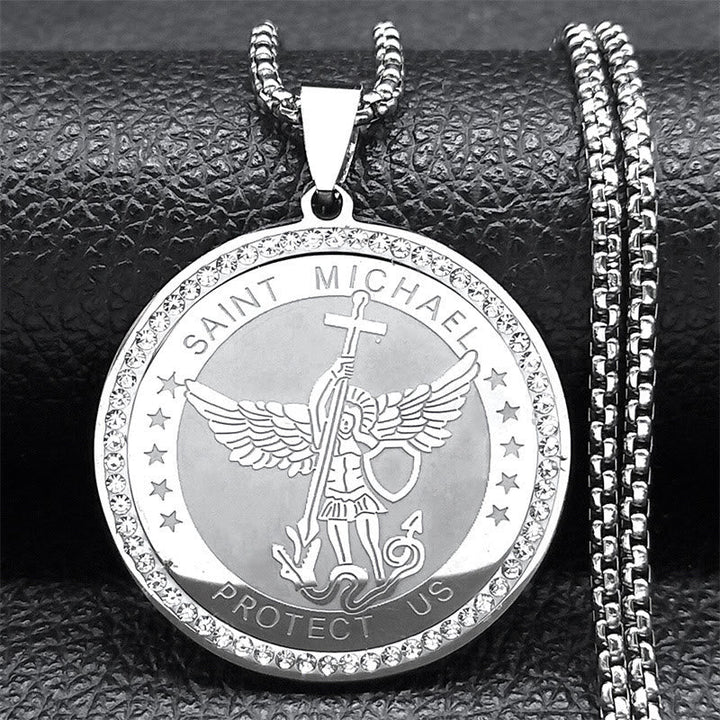Classic Style Saint Michael Protect Us Sacred Blessing Pendant Necklace
