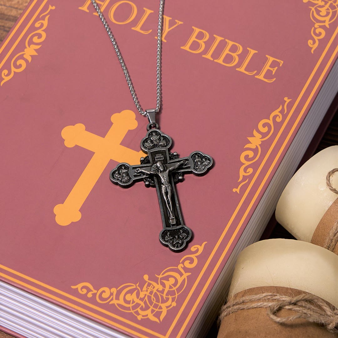 Classic Style Multicolor Craft Alloy Crucifix Faith Pendant Necklace