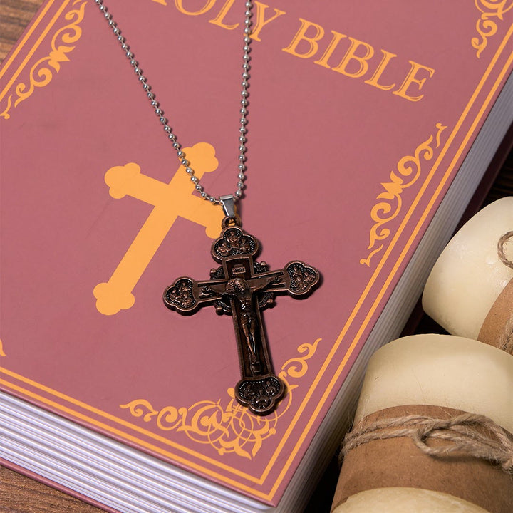 Classic Style Multicolor Craft Alloy Crucifix Faith Pendant Necklace