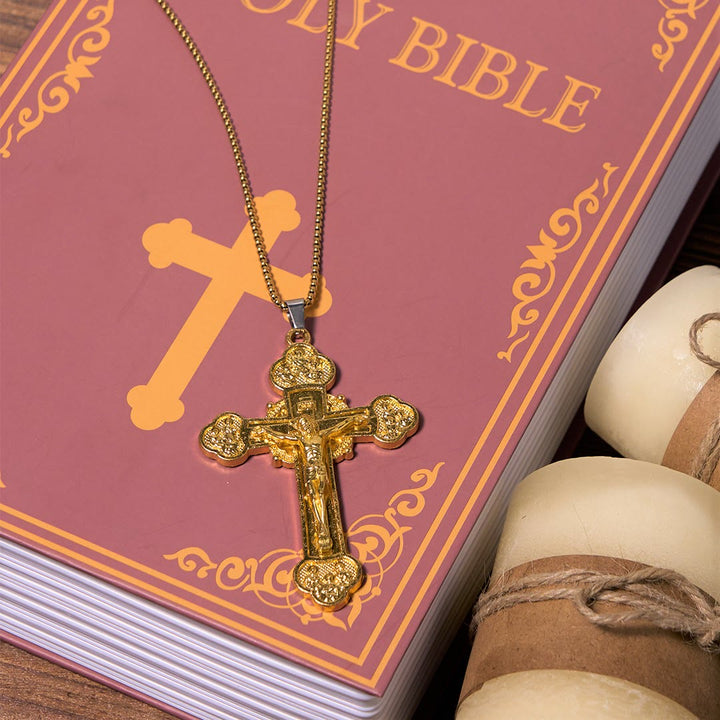 Classic Style Multicolor Craft Alloy Crucifix Faith Pendant Necklace