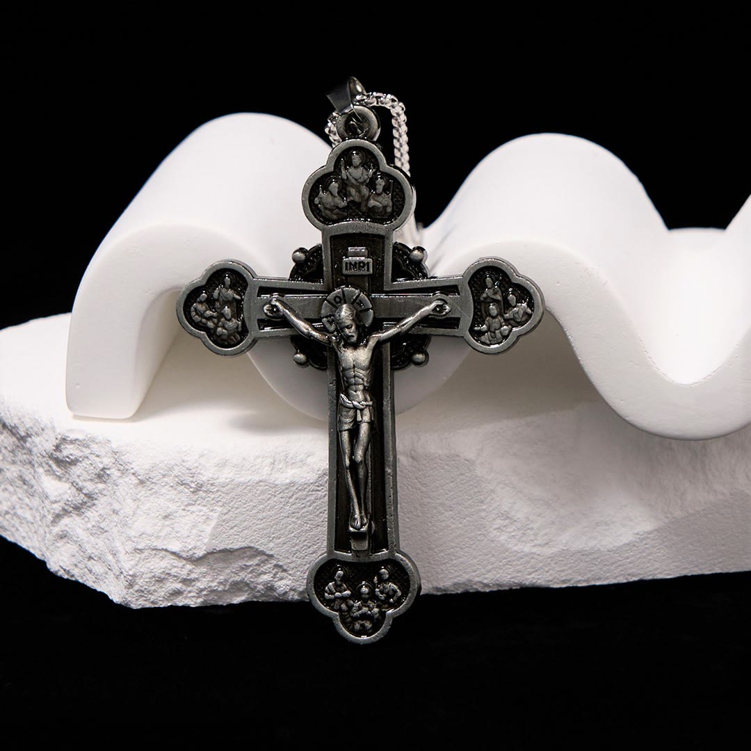 Classic Style Multicolor Craft Alloy Crucifix Faith Pendant Necklace