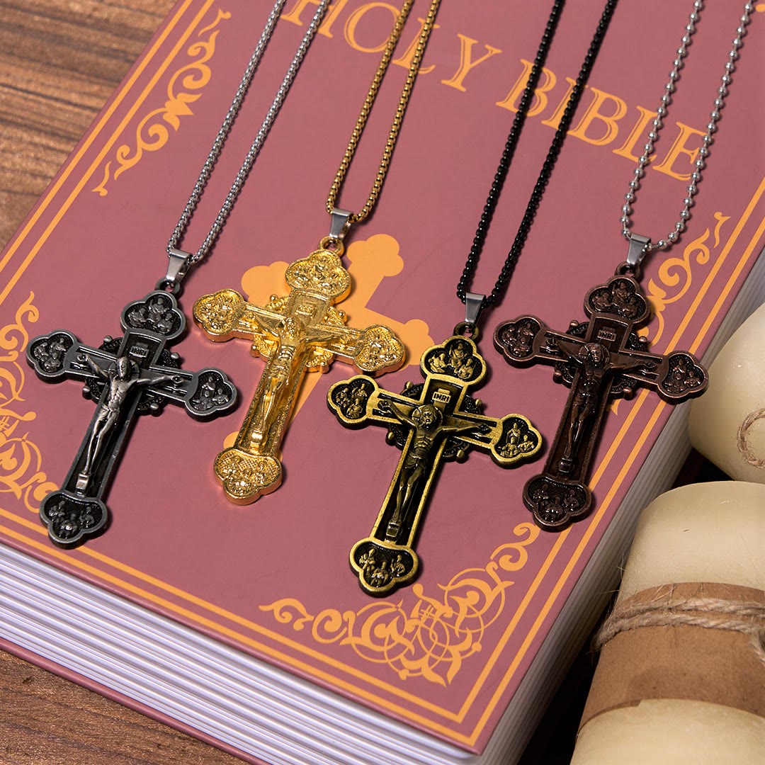 Classic Style Multicolor Craft Alloy Crucifix Faith Pendant Necklace