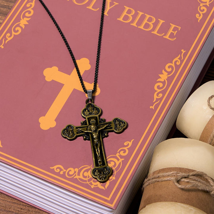 Classic Style Multicolor Craft Alloy Crucifix Faith Pendant Necklace