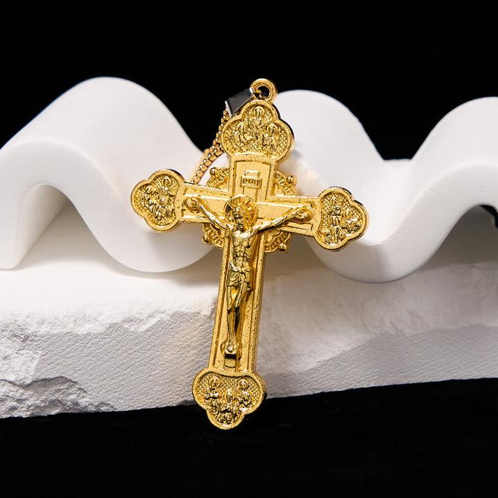 Classic Style Multicolor Craft Alloy Crucifix Faith Pendant Necklace