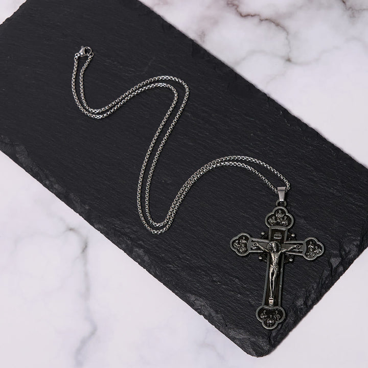 Classic Style Multicolor Craft Alloy Crucifix Faith Pendant Necklace