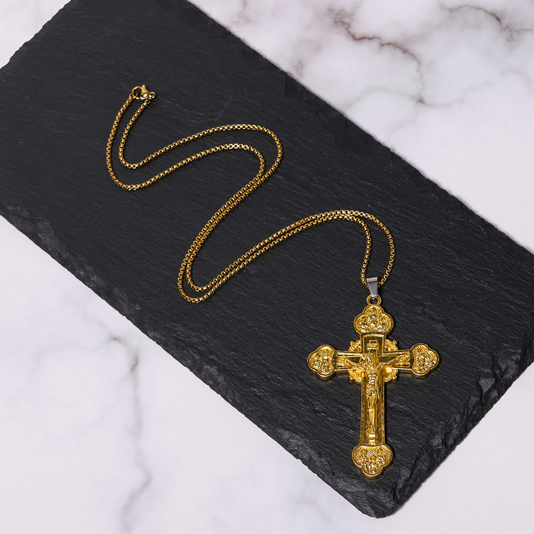 Classic Style Multicolor Craft Alloy Crucifix Faith Pendant Necklace