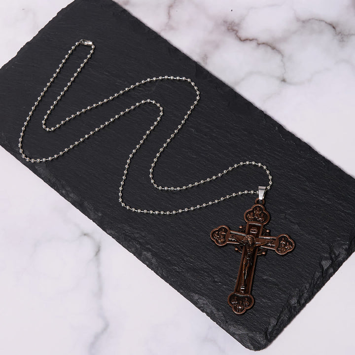 Classic Style Multicolor Craft Alloy Crucifix Faith Pendant Necklace