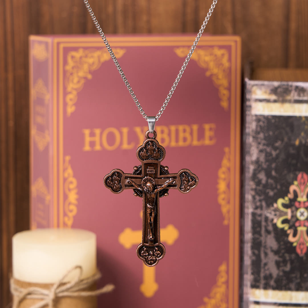 Classic Style Multicolor Craft Alloy Crucifix Faith Pendant Necklace