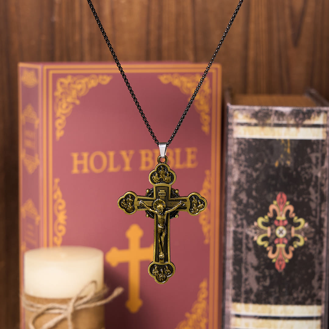 Classic Style Multicolor Craft Alloy Crucifix Faith Pendant Necklace