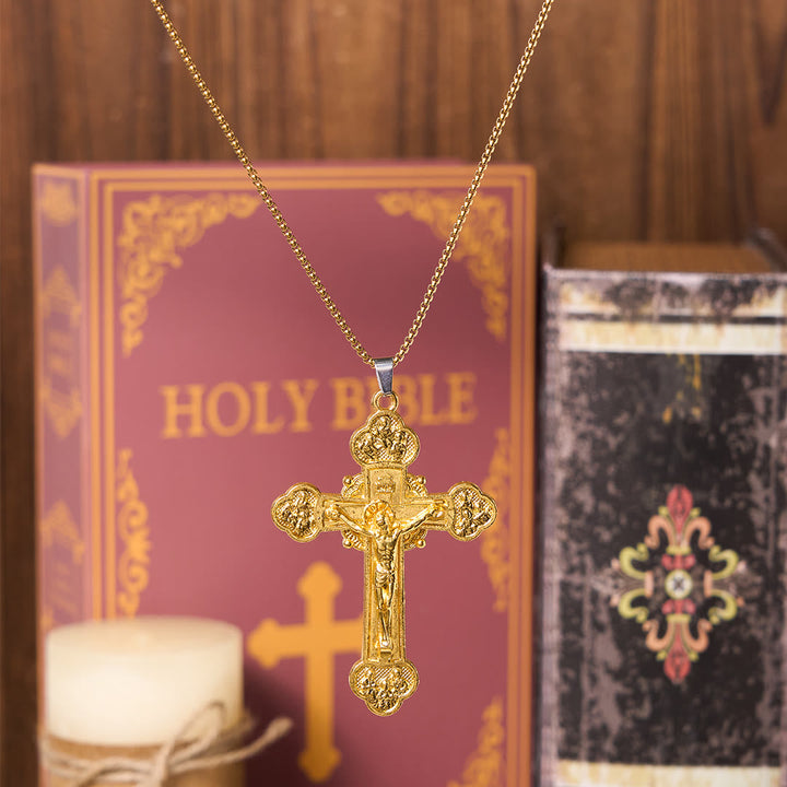 Classic Style Multicolor Craft Alloy Crucifix Faith Pendant Necklace