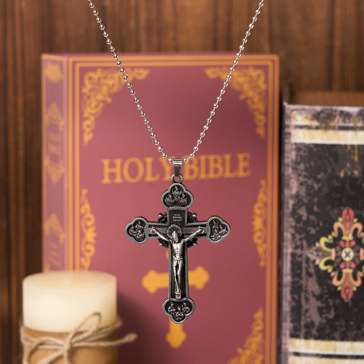 Classic Style Multicolor Craft Alloy Crucifix Faith Pendant Necklace