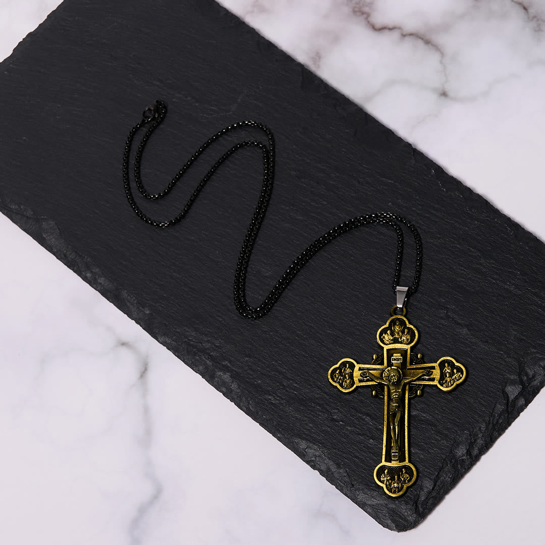 Classic Style Multicolor Craft Alloy Crucifix Faith Pendant Necklace