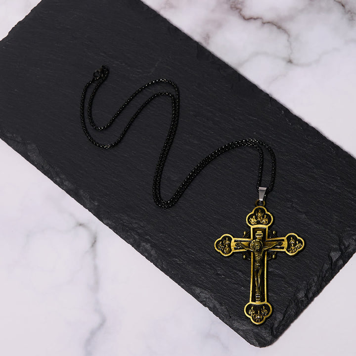 Classic Style Multicolor Craft Alloy Crucifix Faith Pendant Necklace