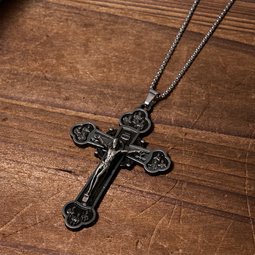 Classic Style Multicolor Craft Alloy Crucifix Faith Pendant Necklace