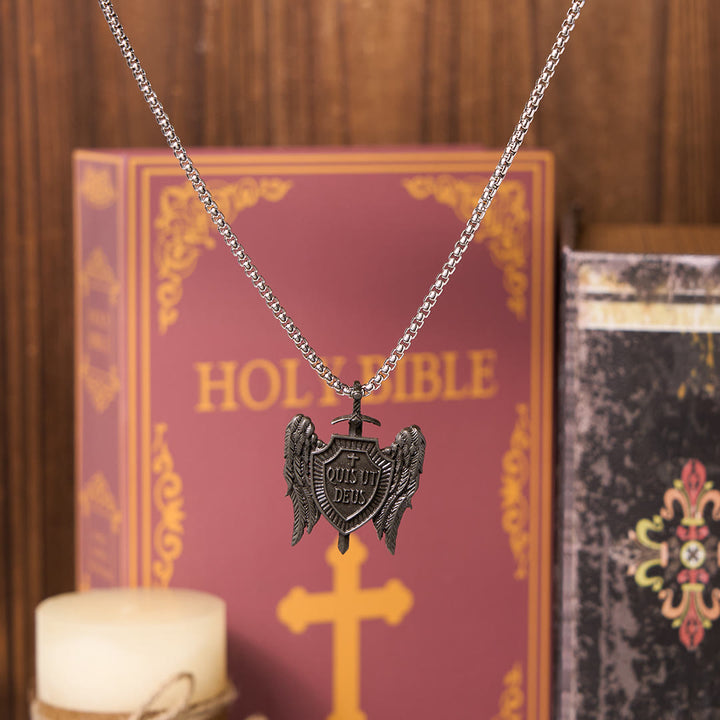 Guardian Angel Quis Ut Deus Collection Shield of Faith Necklace